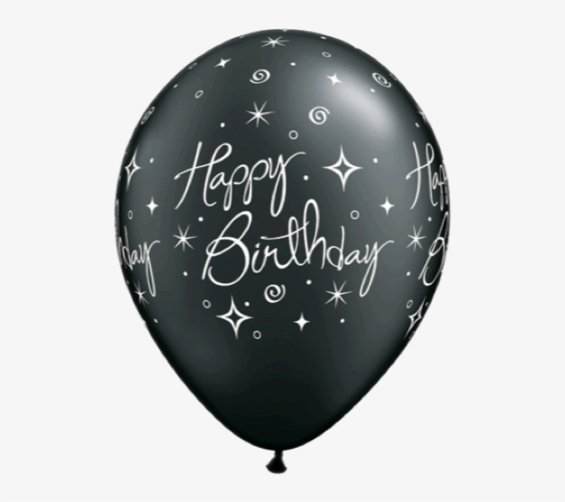 Birthday Elegant Sparkles And Swirls 11r Black/silver - Happy Birthday Latex Balloons, transparent png #6428380