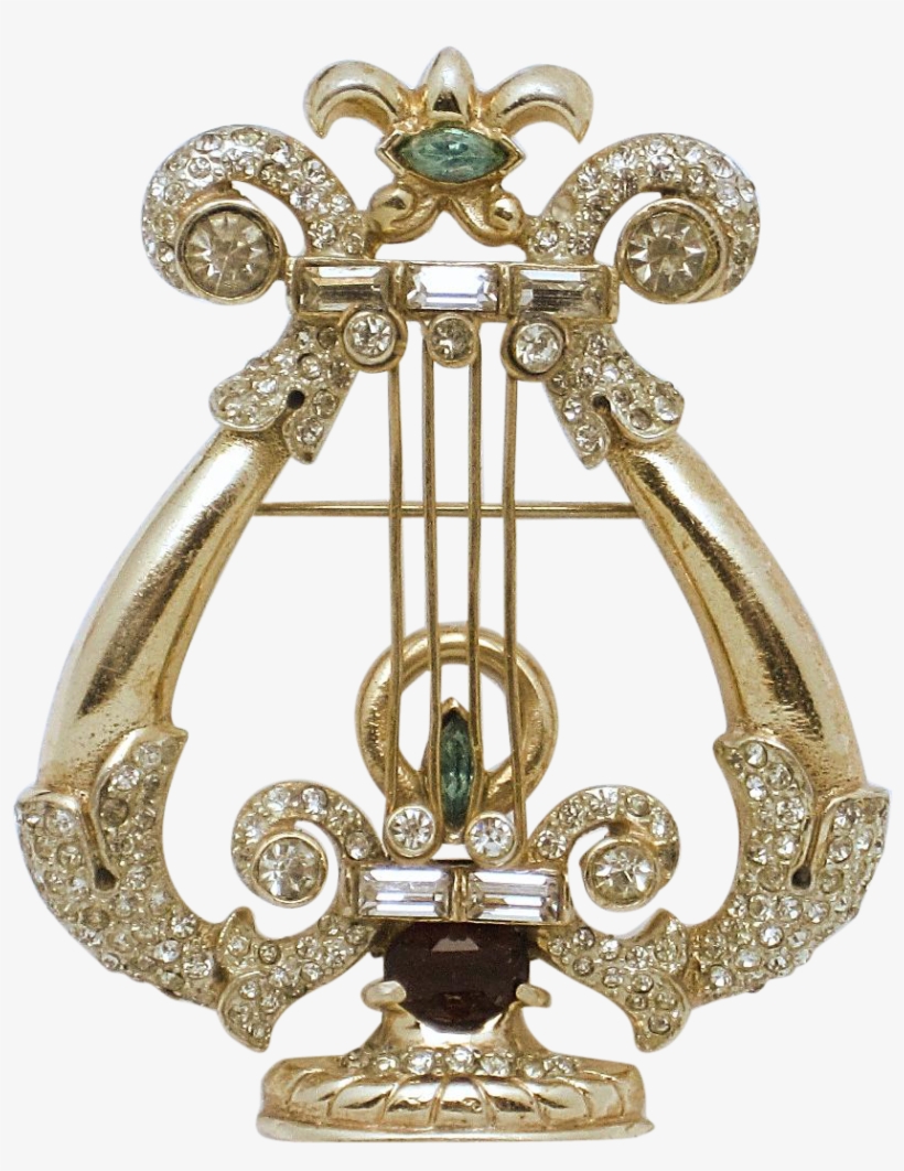 Rare 1947 Corocraft Coro Craft Sterling Lyre Harp Rhinestone - Corocraft, transparent png #6429313