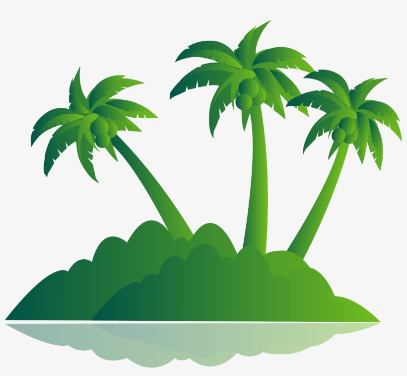 Picture Black And White Library Green Palm Tree Island - Vector Graphics, transparent png #6429547