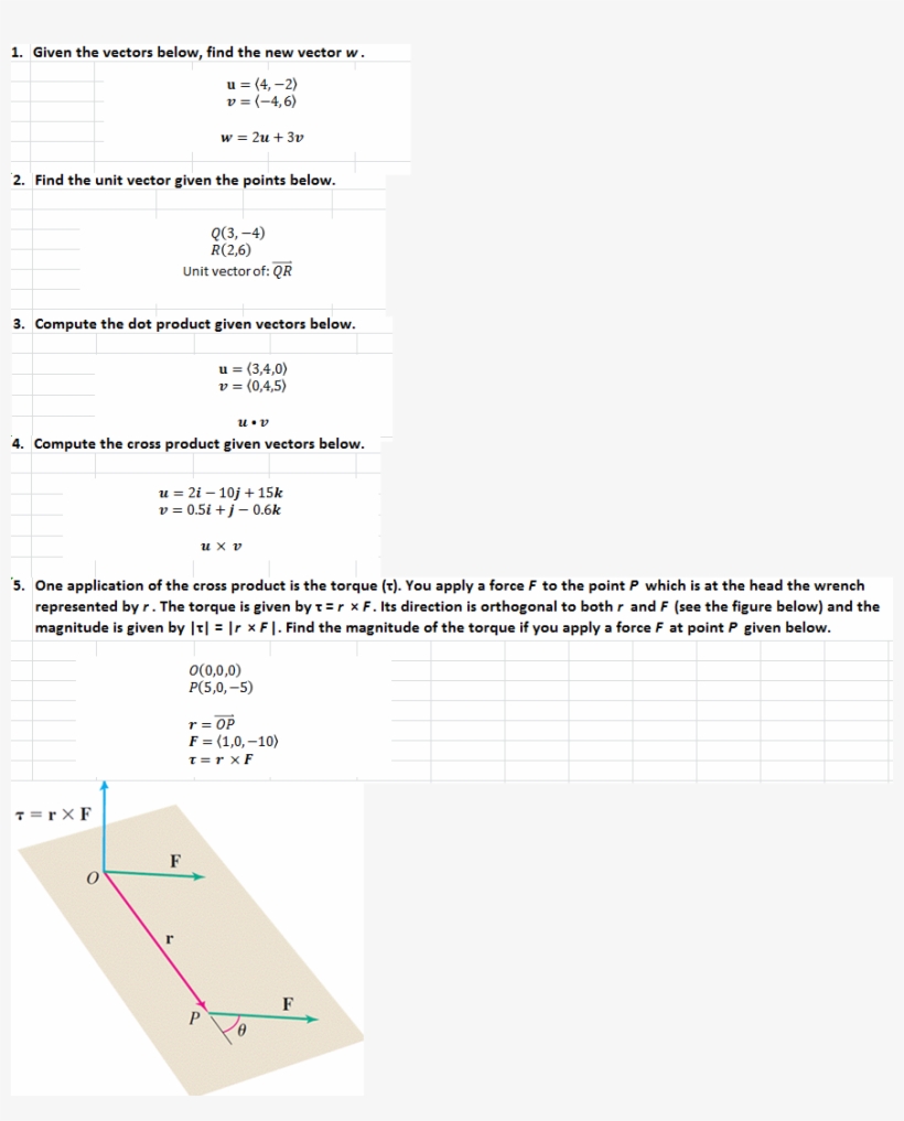 Solved Given The Vectors - Torque, transparent png #6432139