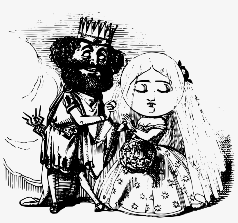 Line Art Black And White King Princess - Clip Art, transparent png #6432834