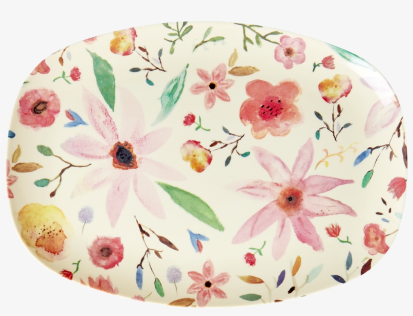Selmas Flower Print Rectangular Melamine Plate By Rice - Plate, transparent png #6434221