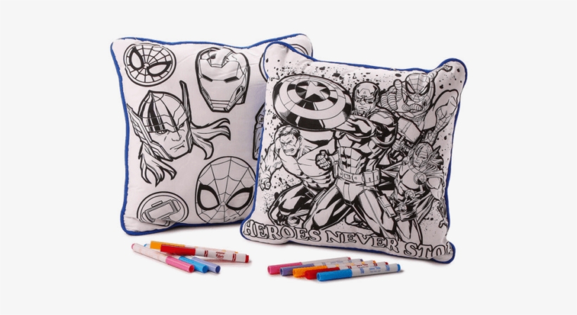 Marvel Avengers 2 Pack Color Me Pillow Set /w 10 Crayola - Cushion, transparent png #6436532