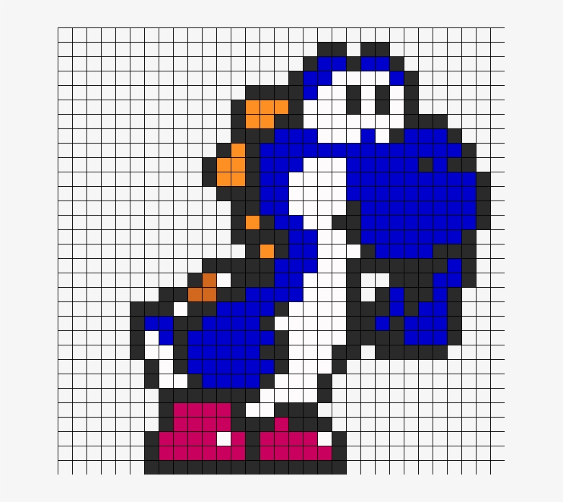 Blue Yoshi Perler Bead Pattern / Bead Sprite - Bloc Loc 9.5" Half Square Triangle Ruler, transparent png #6437367