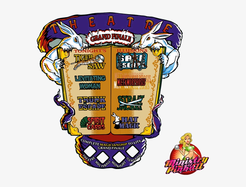 Theatre Of Magic Playfield Overlay - Theatre Of Magic Pinball Decal, transparent png #6437531