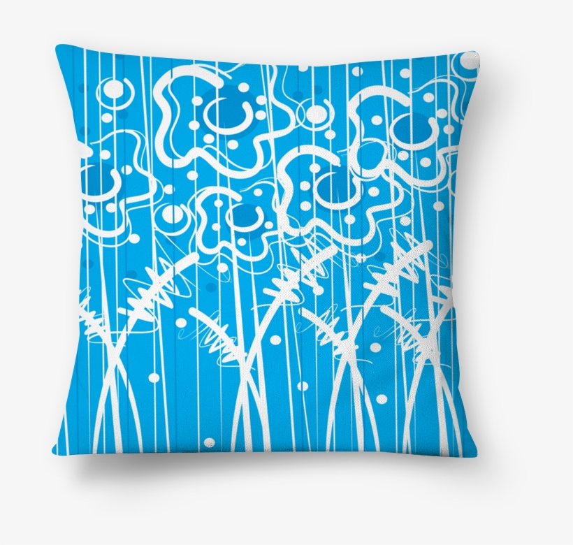 Almofada Flores Em Fundo Azul De Mauricio Brandino - Cushion, transparent png #6440440