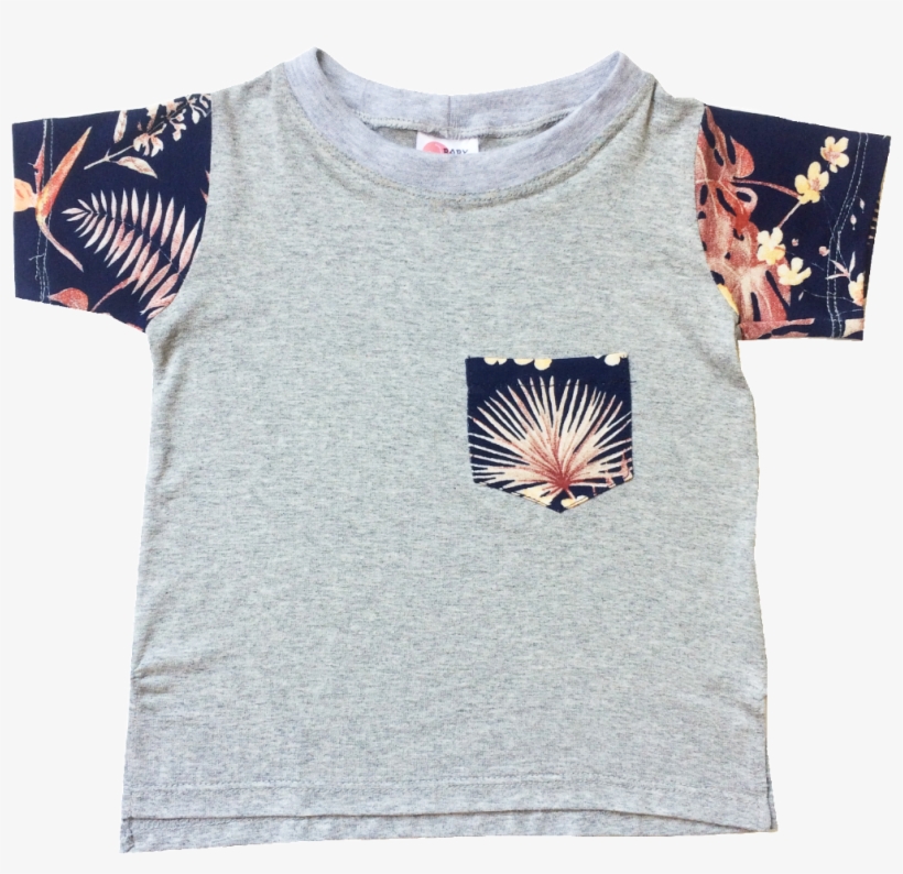 T-shirt, Camiseta Cinza Mescla Com Manga E Bolso Em - Shirt, transparent png #6440654