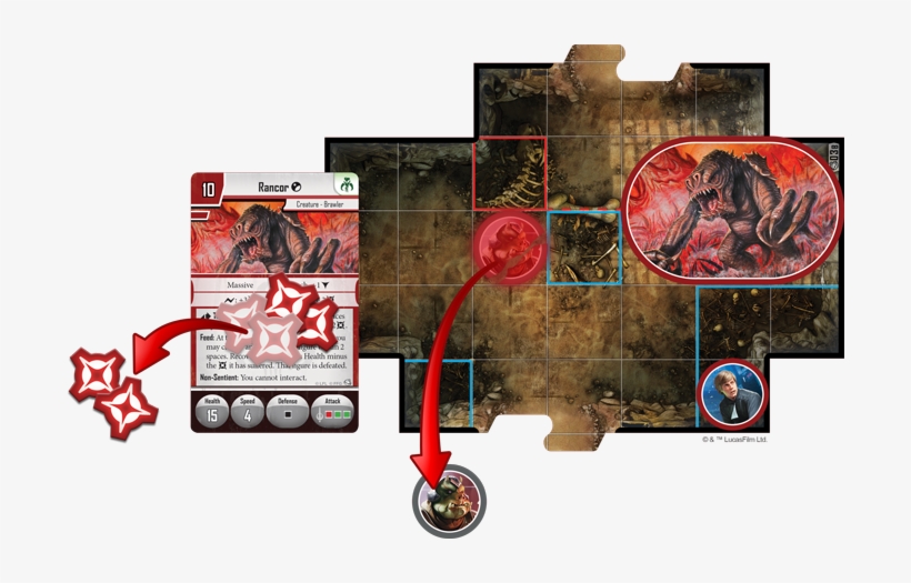 The Rancor Feeds On A Nearby Gamorrean Guard, Recovering - Star Wars Imperial Assault Jabba's Realm, transparent png #6441883