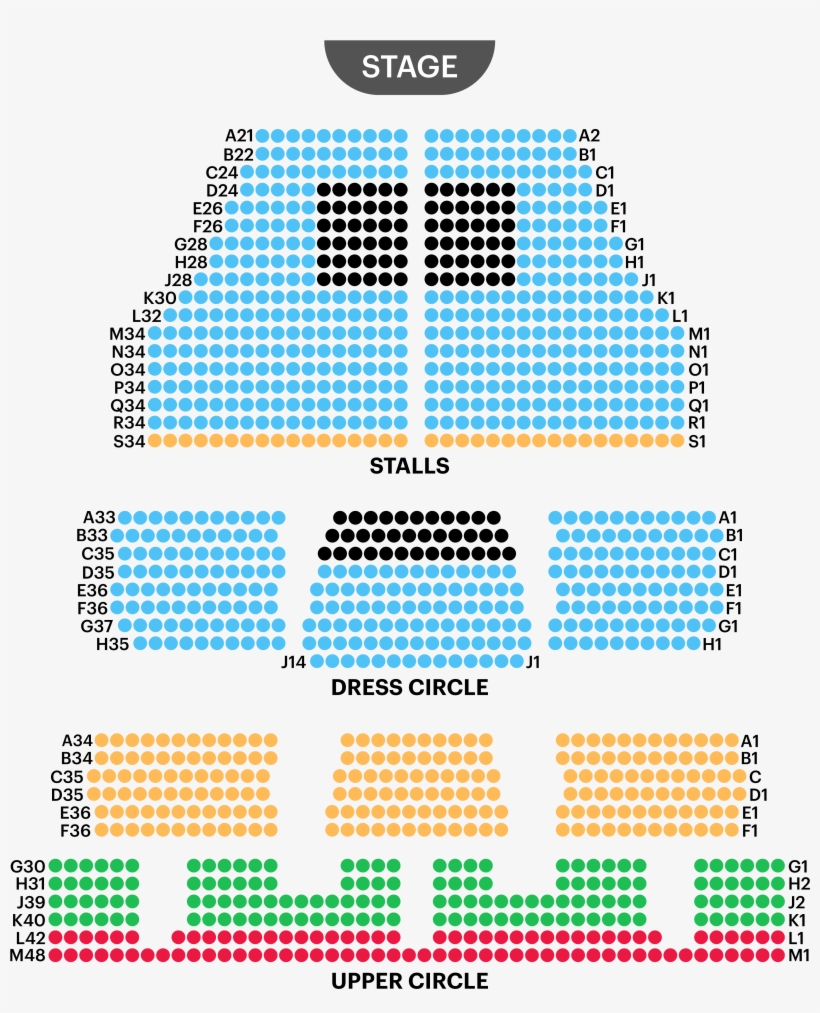 Cambridge Theatre Seating Map - Cambridge Theatre, transparent png #6441944