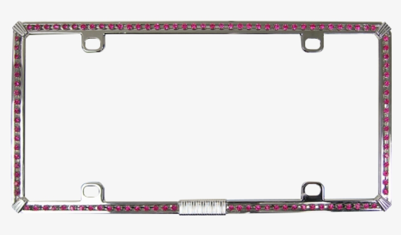 Single Row Of Pink Diamonds On Chrome License Plate, transparent png #6442673