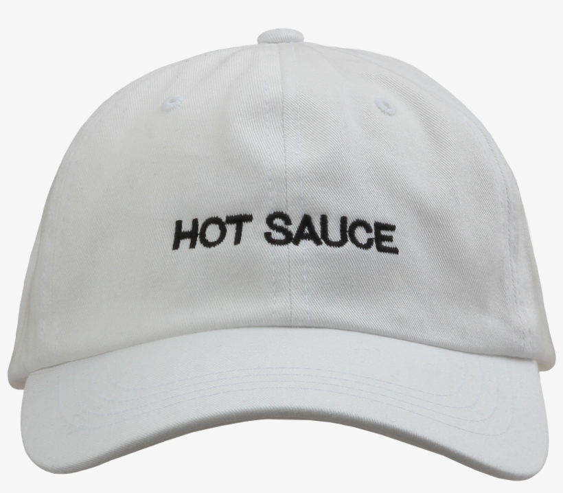 Unstructured White Hat Featuring "hot Sauce" & "beyoncé" - Hipster Dad Hat, transparent png #6444142