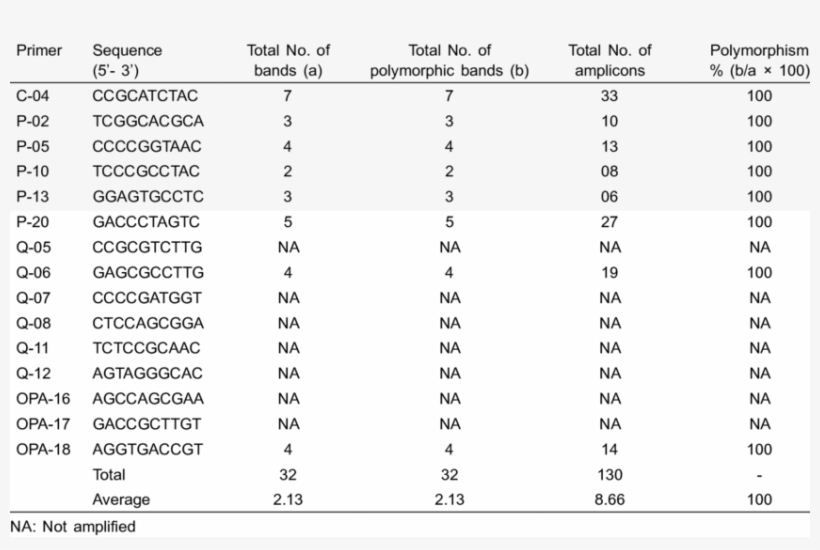 Response Of Rapd Primers For Polymorphism In Custard - Number, transparent png #6444566