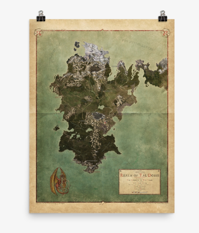 Realm Of Tal'dorei Rolled Poster Map, Parchment Background - Critical Role New Map, transparent png #6444754