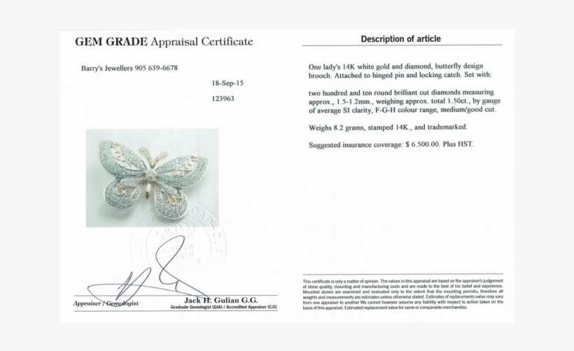 14kt Gold Butterfly Brooch - Document, transparent png #6446391