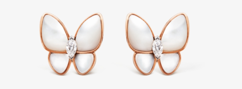Two Butterfly Earrings, Gold - Van Cleef & Arpels Butterfly Pendant Necklace,, transparent png #6446544