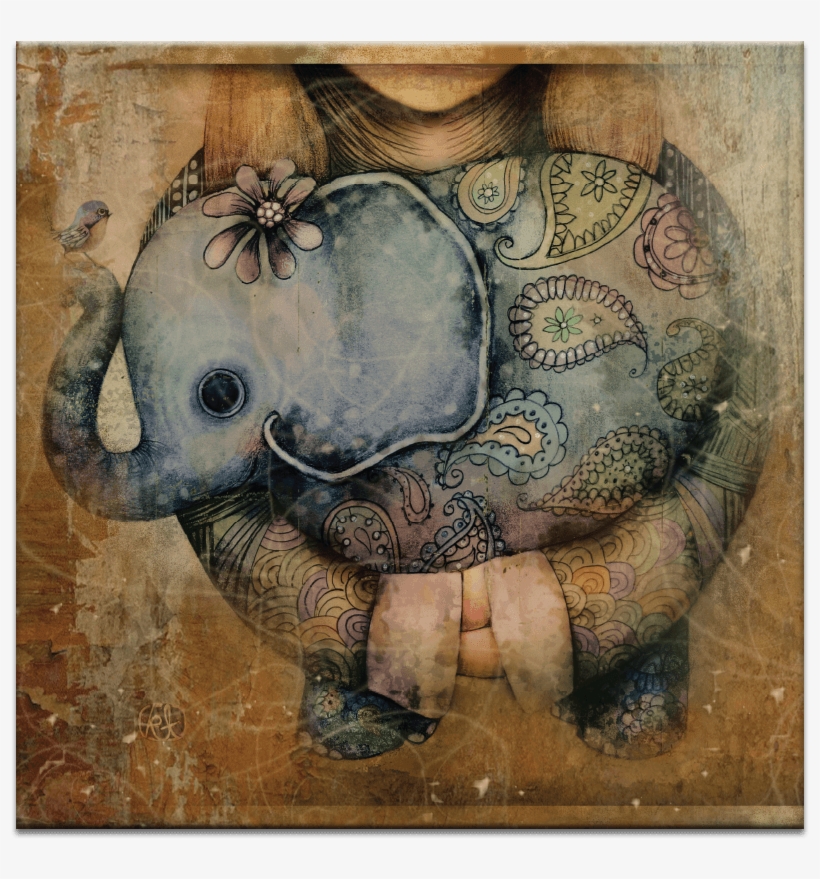 Paisley Elephant, Canvas Print, White, Posters, Prints,, transparent png #6446589