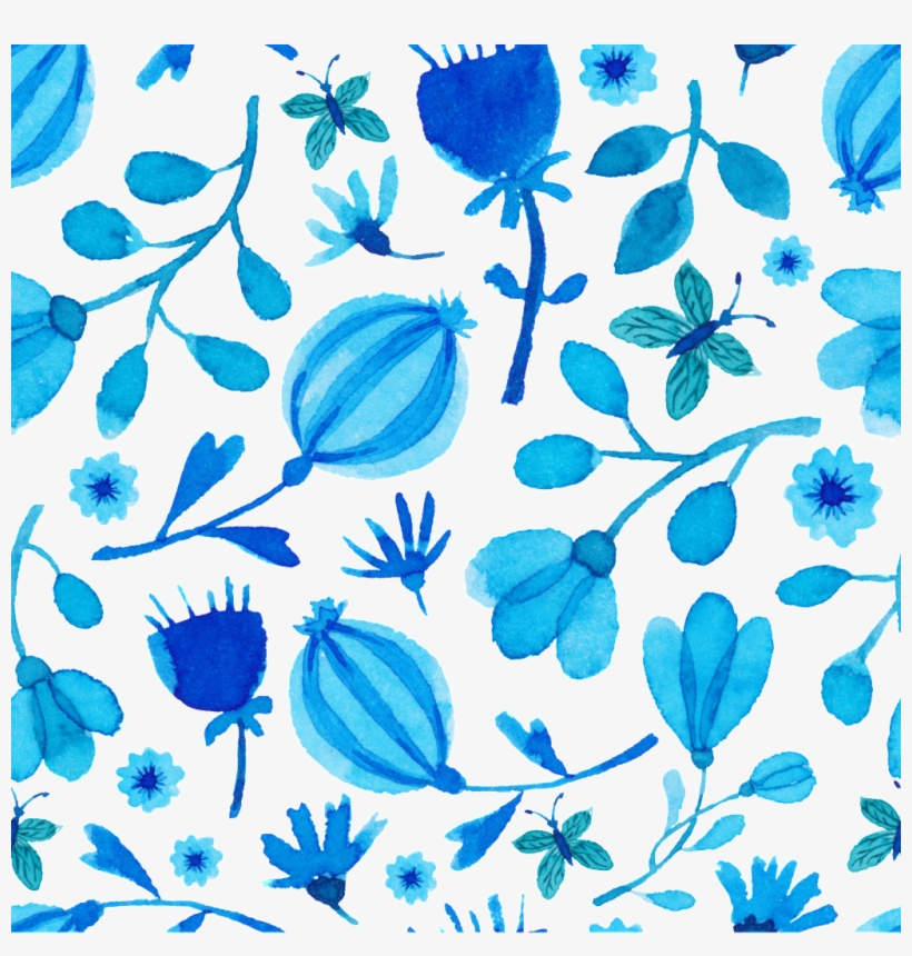 Fresh Hand Painted Flowers And Plants Branches Background - Wallpaper, transparent png #6449920