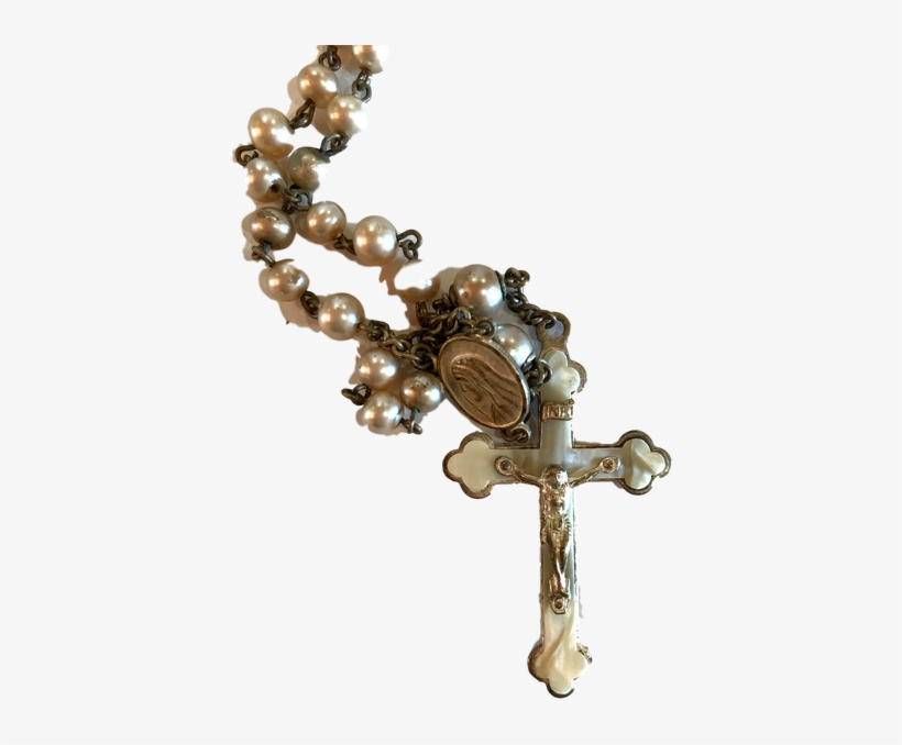 Religious Rosary 1961 Vintage Pearl Rosary - Christian Cross, transparent png #6454171