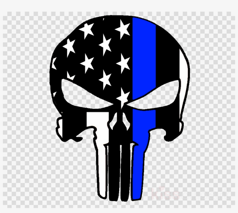 Download Thin Blue Line Punisher Clipart Punisher American - Punisher Skull With Blue Line, transparent png #6457674