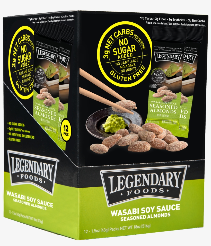 12 On The Go Wasabi Soy Sauce Seasoned Almonds - Wasabi, transparent png #6460470