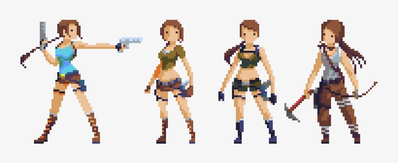 Evolution Of Lara - Lara Croft Pixel Art, transparent png #6461614