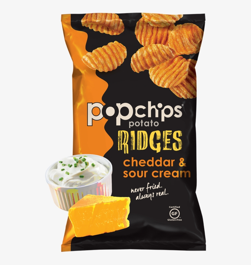 Picture - Popchips Ridges Cheddar & Sour Cream, transparent png #6465308