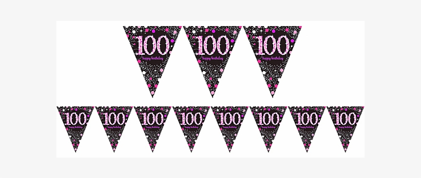 Pink Sparkling Celebration 100 Prismatic Pennant Banner - Prismatic 100th Birthday Pennant Banner - Pink Sparkling, transparent png #6465847