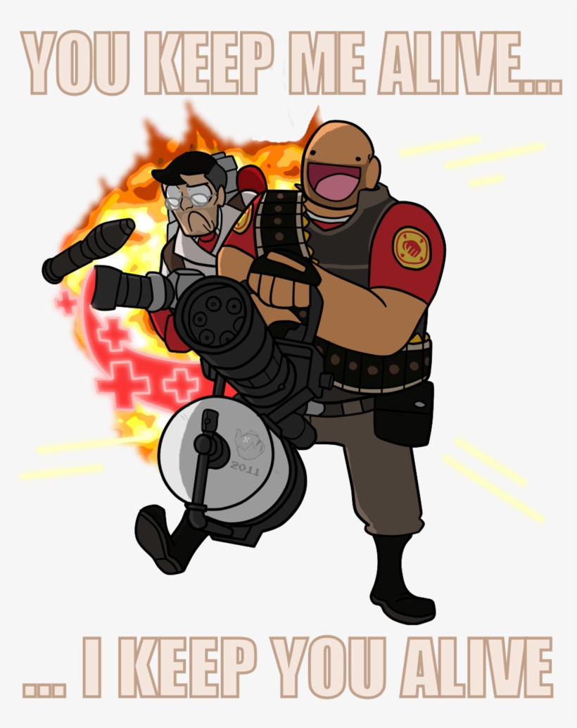 You Keep Me Alive 20l1 Team Fortress 2 Minecraft Overwatch - Medic And Heavy Funny, transparent png #6468048