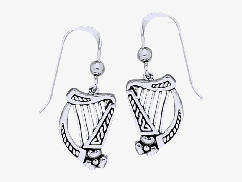 Celtic Shamrock Harp Earrings - "white Bronze Shamrock Harp Stud Earrings", transparent png #6468378