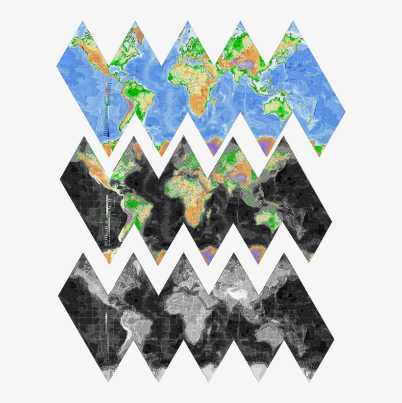 3 Dymaxian Maps Of Earth, Progressing From Color To - Figuras Geometricas Recortables, transparent png #6473527