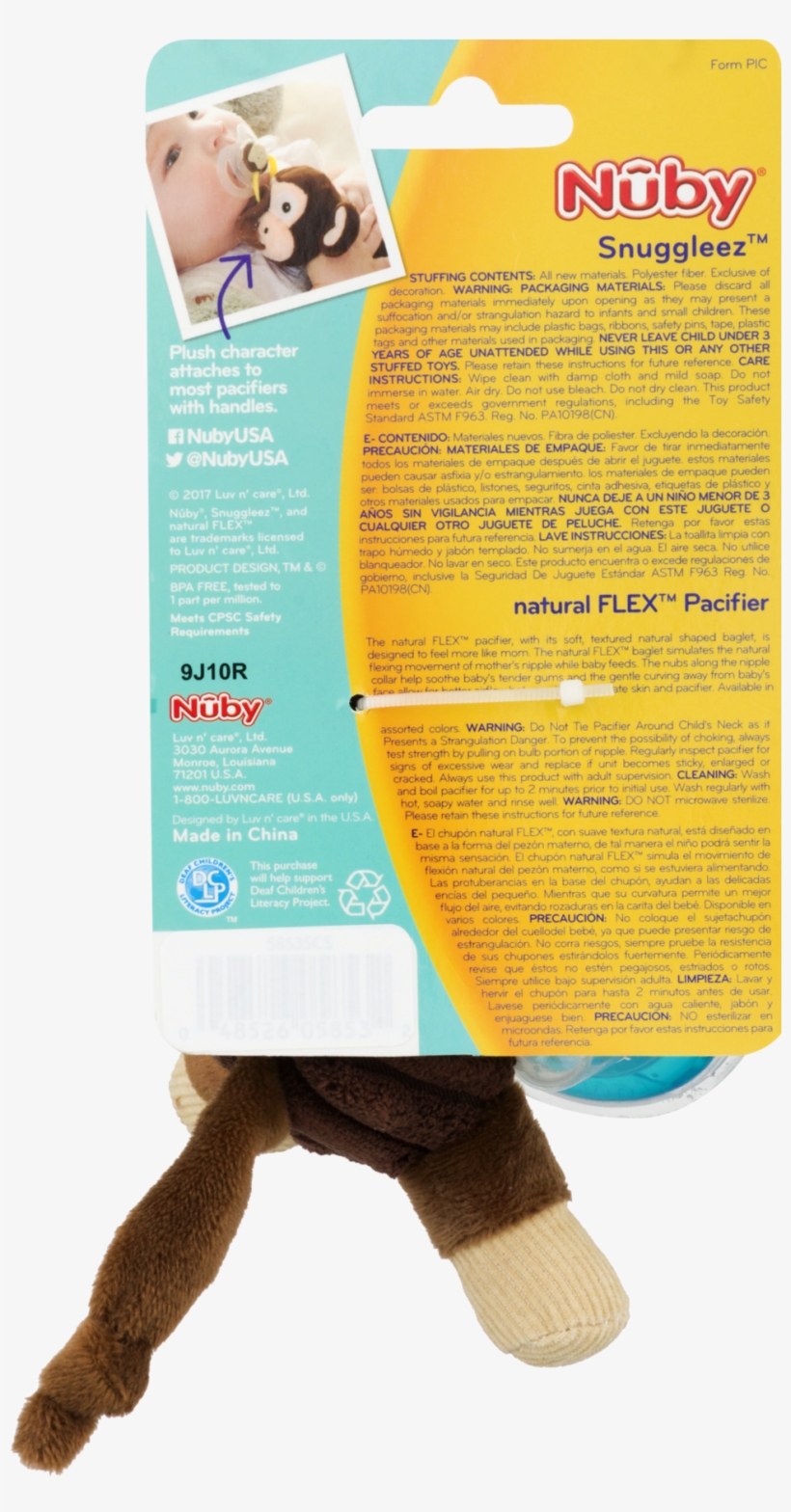 Snoozie Plush Pacifinder With Small Natural Flex Cherry - Nuby, transparent png #6480947