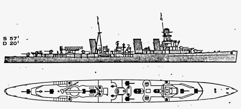 Heavy Cruiser Benham Class Destroyer Porter Class Destroyer - Ww1 British Battleship Diagram, transparent png #6481274