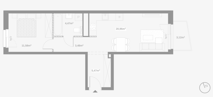 M14 - Pow - 45 - 96 M2, 2 Pokoje, 1 Piętro - Cena 0 - Floor Plan, transparent png #6483364