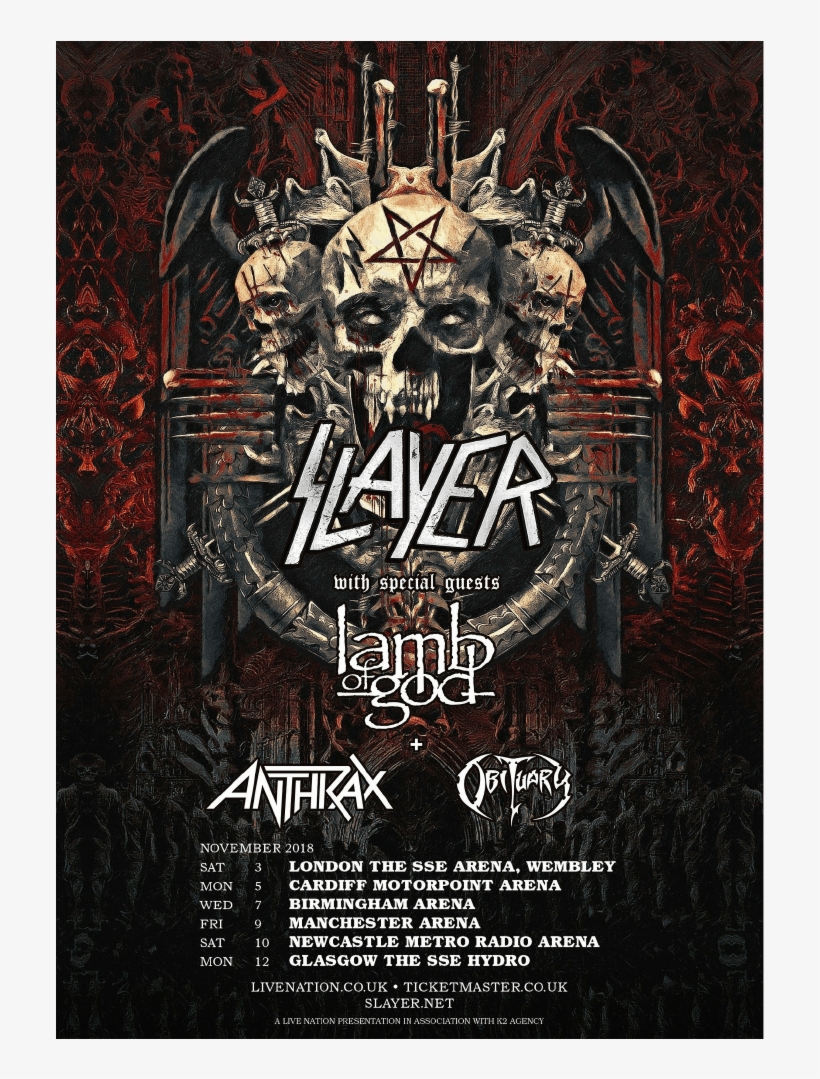 Read More - Slayer Lamb Of God Anthrax Testament Napalm Death, transparent png #6483870