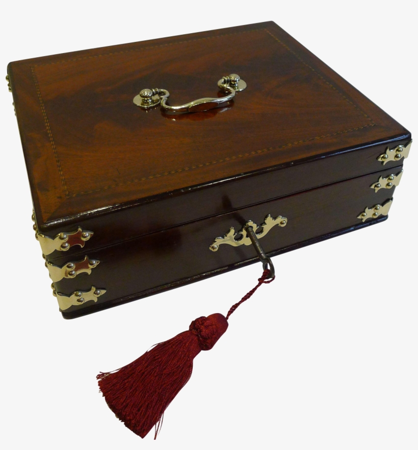 English Sheraton Period Jewelry Box With Secret Drawer - Drawer, transparent png #6485549