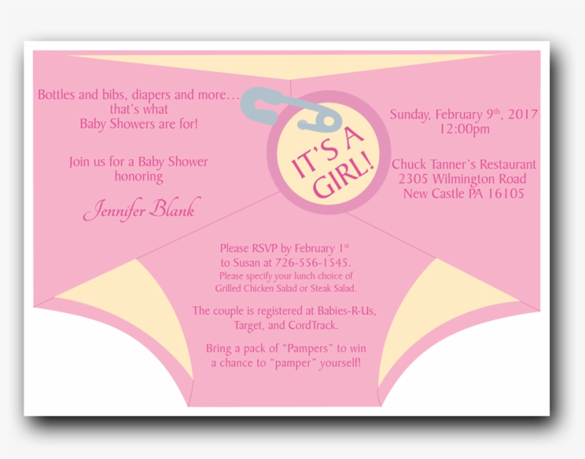 Diaper Shower Invitation Pink - Baby Shower Invitacion En Pañal, transparent png #6485747