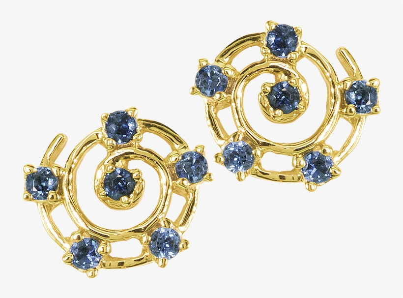 Shipton And Co Solid Gold Swirl Earrings With Blue - Earrings, transparent png #6485959