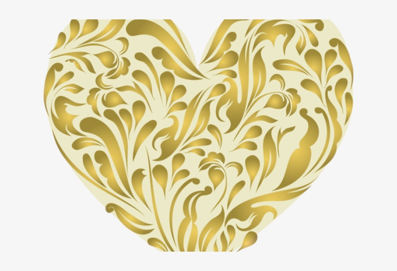 Swirls Clipart Glitter - Gold Heart Clip Art, transparent png #6486201