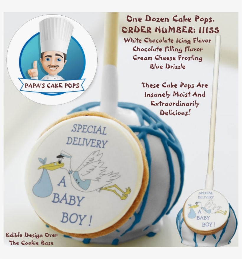 Double Delivery Twin Boys Cake Pop / White Chocolate - Baby, transparent png #6486561