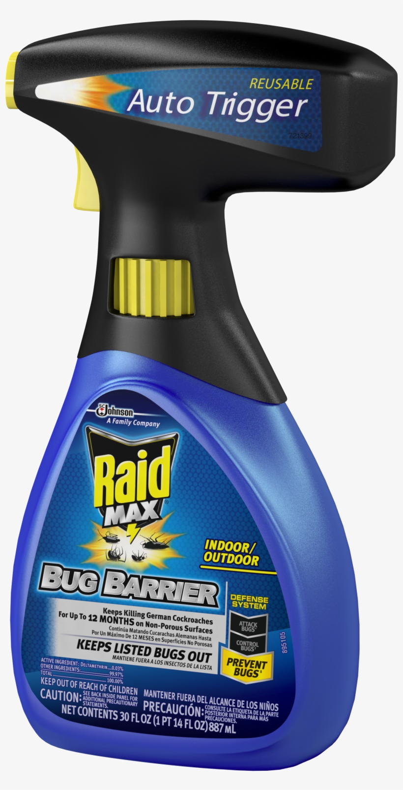 Mortein Bed Bug Spray Images - Raid Max Bug Barrier Trigger Refill 30 Fl Oz, transparent png #6492876