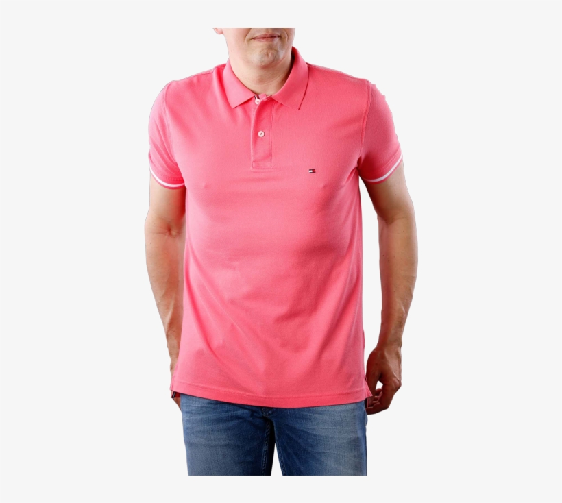 Tommy Hilfiger Basic Tipped Regular Polo Pink Lemonade, transparent png #6494944