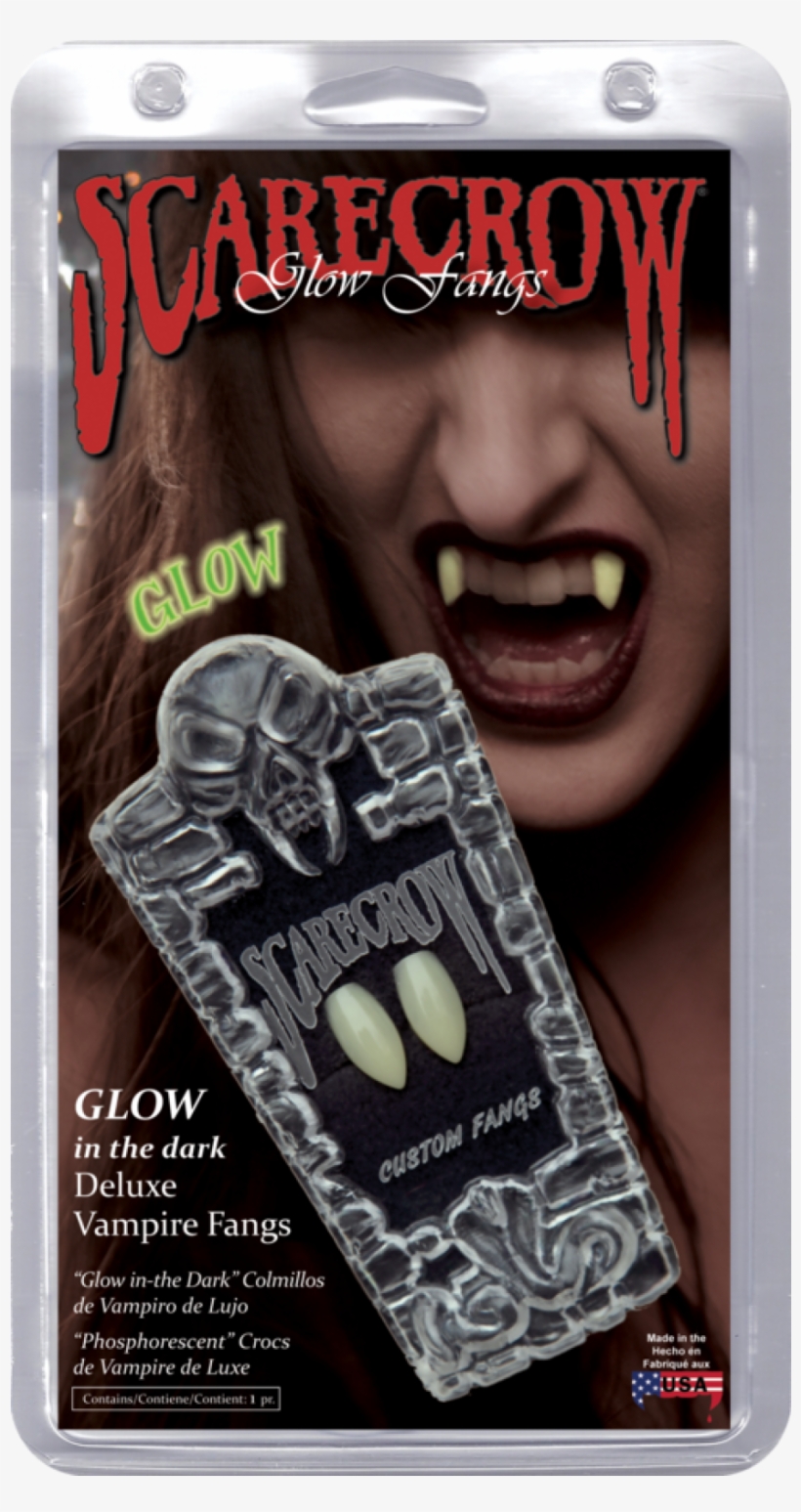 Scarecrow Vampire Fangs Long Glow In The Dark - Vampire Fangs Glow In The Dark - Makeup, transparent png #651865