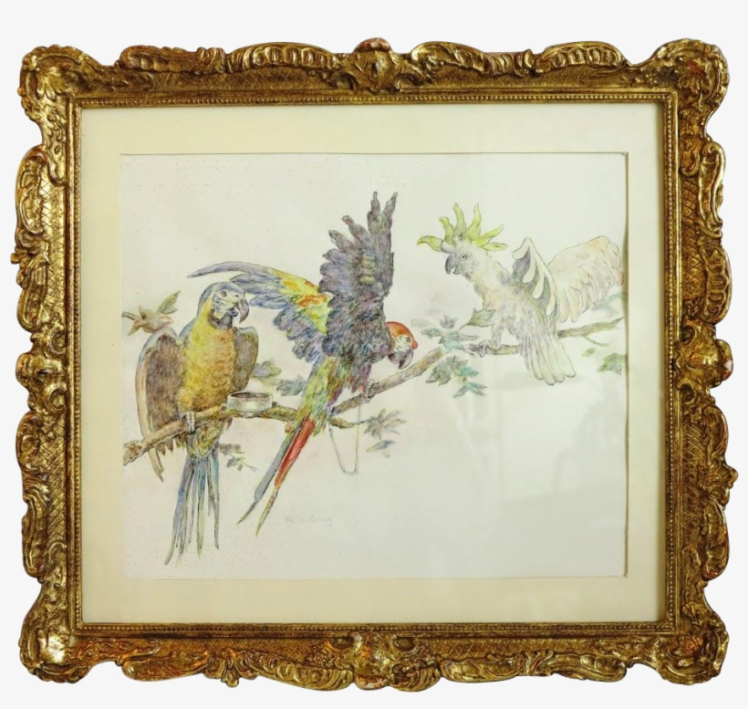 Antique Watercolor Painting , Signed , 19th Century - Painting, transparent png #651981