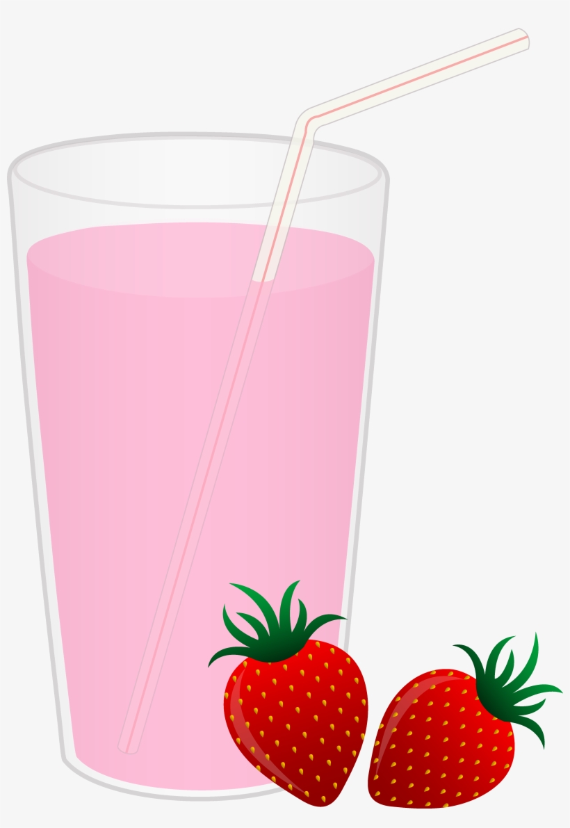Glass Of Milk Free Clip Art - Strawberry Milk Clipart, transparent png #652439