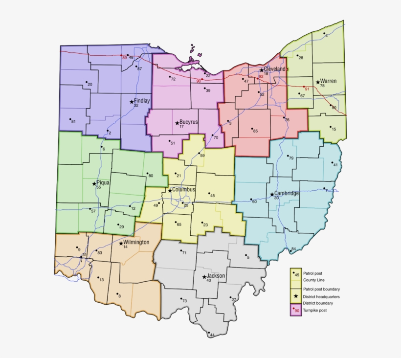 Ohio Highway Patrol Map - Ohio District 57, transparent png #652457