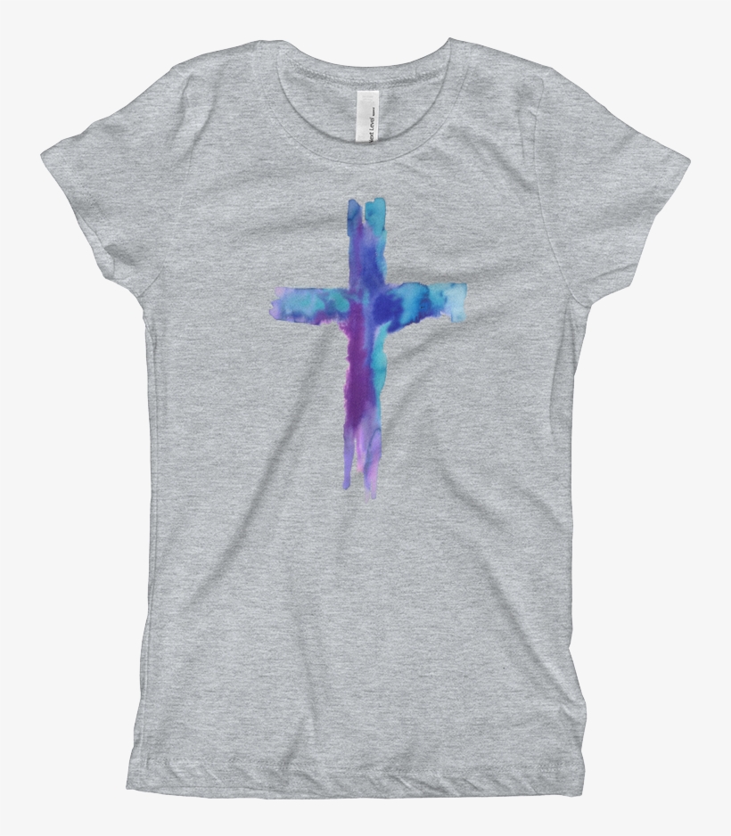 Watercolor Cross Girl's T-shirt - T-shirt, transparent png #652687