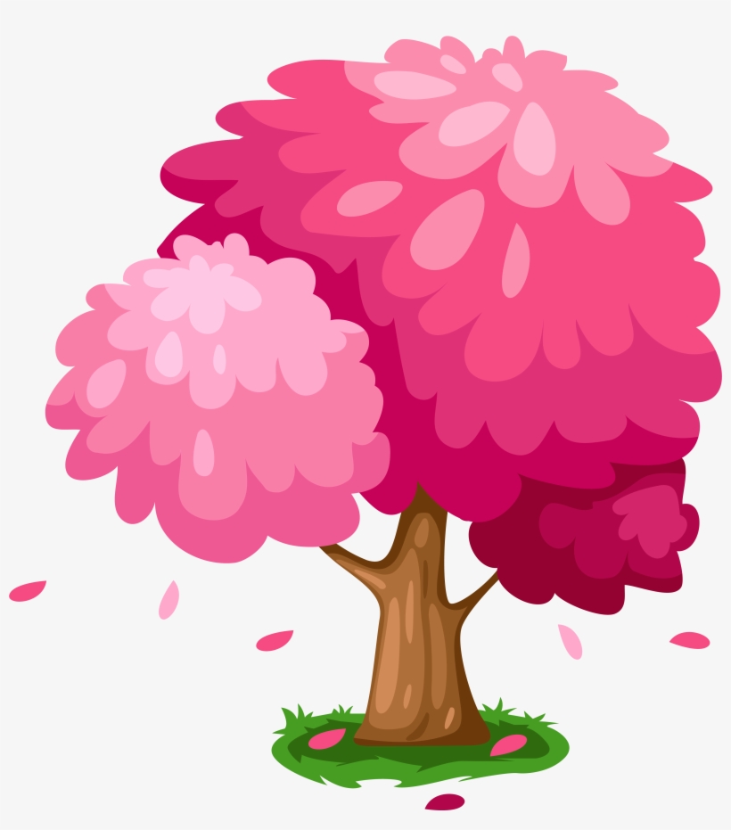 Cute Pink Spring Tree Clipart - Cute Tree Clipart, transparent png #653424