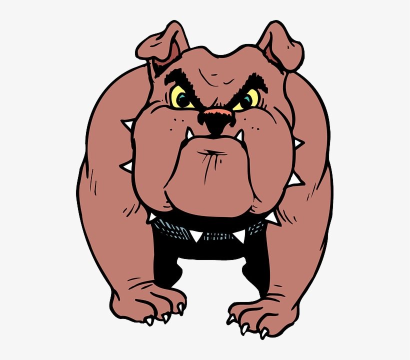 Red, Angry, Dog, Bulldog, Pet, Collar, Spiked, Spikes - Angry Dog Clipart, transparent png #654826