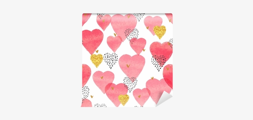 Red Watercolor Hearts Pattern - Watercolor Painting, transparent png #655122