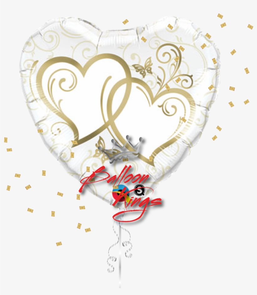 Large Entwined Gold Hearts - Qualatex 18 Inch Heart Foil Balloon - Entwined Hearts, transparent png #655735